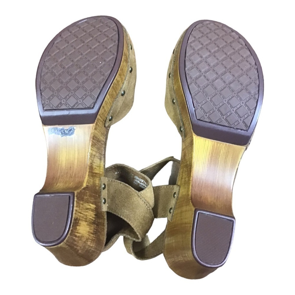 House Of Harlow 1960 Cherub Suede Studded Leather Y2K Wood Heeled Clogs Size 10 - Picture 4 of 8